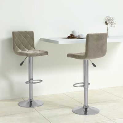 vidaXL Light Grey Velvet Bar Stools Set of 2 vidaXL Light Grey Velvet Bar Stools Set of 2