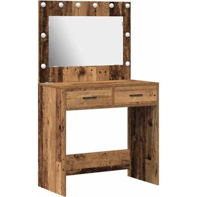 vidaXL Wooden Rustic Mirror Dressing Table - Mirror Dressing Table vidaXL Wooden Rustic Mirror Dressing Table - Mirror Dressing Table