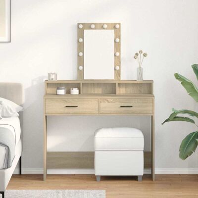 vidaXL Sonoma Eiche Holzwerkstoff Mirror Table - Bedroom Furniture vidaXL Sonoma Eiche Holzwerkstoff Mirror Table - Bedroom Furniture