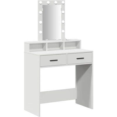 vidaXL White Wooden Rectangular Dressing Table - Dressing Table vidaXL White Wooden Rectangular Dressing Table - Dressing Table