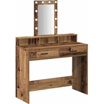 Vidaxl - Vintage Wood LED Hollywood Dressing Table - 100x41x140 cm Vidaxl - Vintage Wood LED Hollywood Dressing Table - 100x41x140 cm