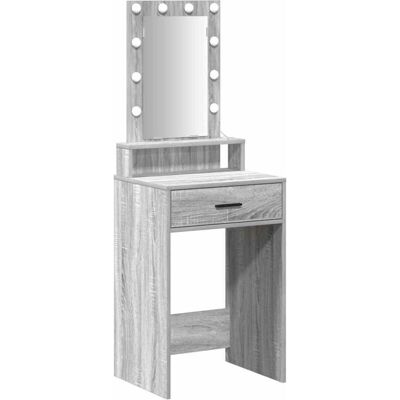 Vidaxl Sonoma Gray LED Makeup Mirror & Storage - Dressing Table Vidaxl Sonoma Gray LED Makeup Mirror & Storage - Dressing Table