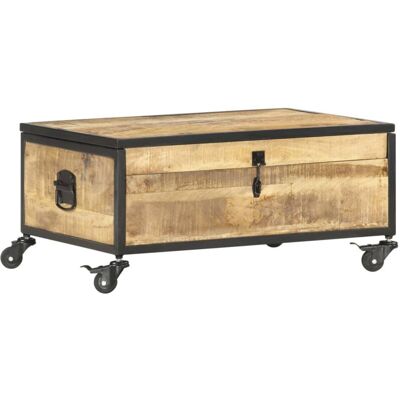 VIDAXL Mango Wood Coffee Table with Wheels - Coffee Table VIDAXL Mango Wood Coffee Table with Wheels - Coffee Table