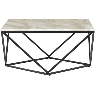 Beliani - Geometric Coffee Table Black Metal Cage Frame Beige Marble Finish Top 80 x 80 cm Malibu Beliani - Geometric Coffee Table Black Metal Cage Frame Beige Marble Finish Top 80 x 80 cm Malibu