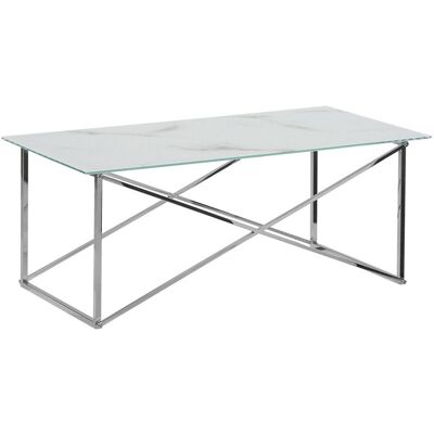 Beliani - Modern Rectangular Coffee Table Marble Effect Glam Legs White Silver Emporia Beliani - Modern Rectangular Coffee Table Marble Effect Glam Legs White Silver Emporia