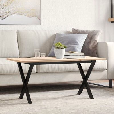 vidaXL Coffee Table X-Frame Solid Pine and Cast Iron - Coffee Table vidaXL Coffee Table X-Frame Solid Pine and Cast Iron - Coffee Table