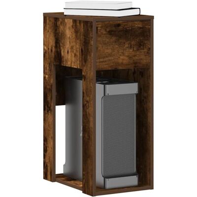 Vidaxl - Computer Tower Stand with Drawer Smoked Oak 30x44x74 cm Vidaxl - Computer Tower Stand with Drawer Smoked Oak 30x44x74 cm