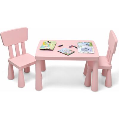 Costway Children's Table and Chairs Set - Pink - Kids Furniture for Drawing & Eating Costway Children's Table and Chairs Set - Pink - Kids Furniture for Drawing & Eating