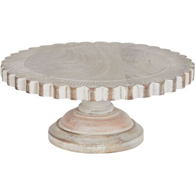 BELIANI Decorative Stylish Cake Stand Tray Pastry Holder Display Serving Stand Carved Light Mango Wood Memfis BELIANI Decorative Stylish Cake Stand Tray Pastry Holder Display Serving Stand Carved Light Mango Wood Memfis