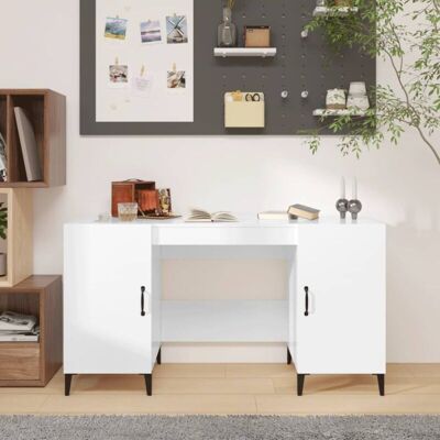 vidaXL White High Gloss Engineered Wood Desk - Office & Study vidaXL White High Gloss Engineered Wood Desk - Office & Study