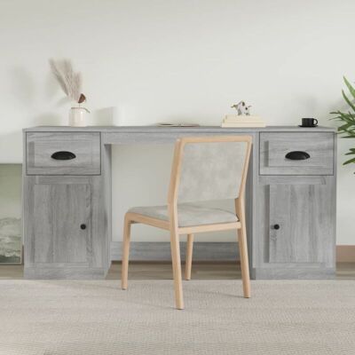 vidaXL Grey Sonoma Desk with Cabinet - Desk vidaXL Grey Sonoma Desk with Cabinet - Desk