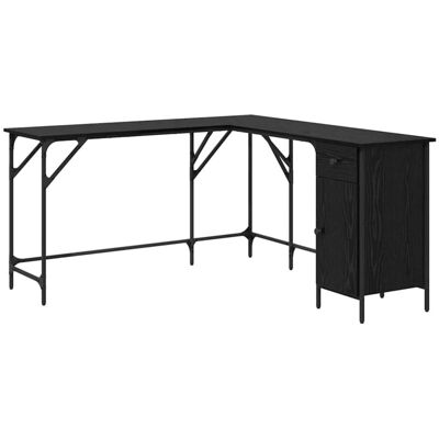 Desk Black Oak 141 x 141 x 75 cm Engineered Wood vidaXL Desk Black Oak 141 x 141 x 75 cm Engineered Wood vidaXL