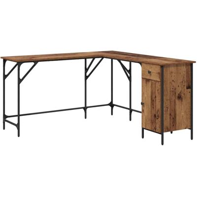 Desk Old Wood 141 x 141 x 75 cm Engineered Wood vidaXL Desk Old Wood 141 x 141 x 75 cm Engineered Wood vidaXL