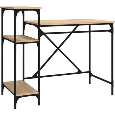 Vidaxl - Desk with Shelves Sonoma Oak 105x50x90 cm Engineered Wood&Iron Vidaxl - Desk with Shelves Sonoma Oak 105x50x90 cm Engineered Wood&Iron