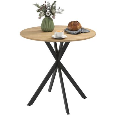 Homcom - 80cm Round Dining Table, Industrial Kitchen Table with Steel Legs Homcom - 80cm Round Dining Table, Industrial Kitchen Table with Steel Legs
