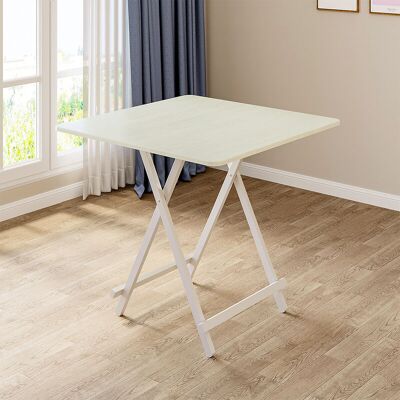 LIVINGANDHOME White 80x80cm Folding Wooden Dining Table LIVINGANDHOME White 80x80cm Folding Wooden Dining Table
