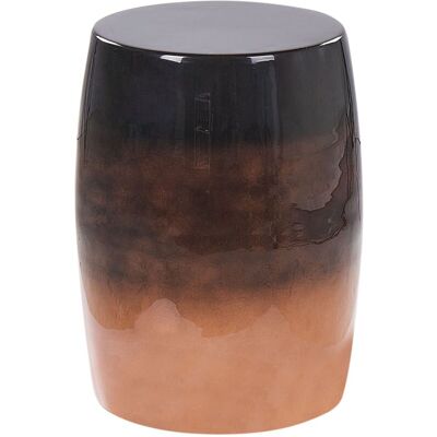 Beliani Accent Side Table - Modern Iron Round Drum Style - Brown & Black Beliani Accent Side Table - Modern Iron Round Drum Style - Brown & Black