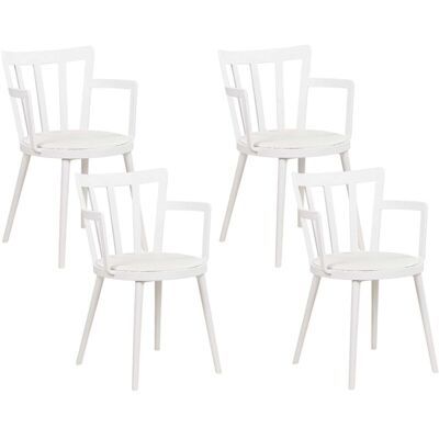 Beliani White Synthetic Padded Dining Chairs Set - Modern Minimalist Furniture Beliani White Synthetic Padded Dining Chairs Set - Modern Minimalist Furniture