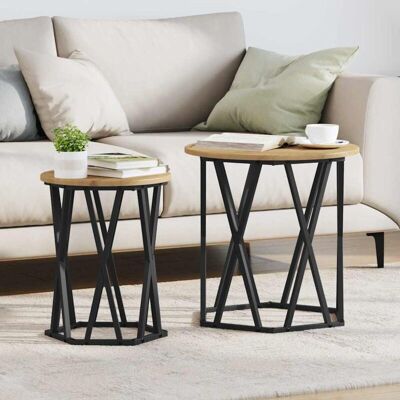 vidaXL Artisan Eiche MDF, Metall Mittel Couchtisch Rund Industrie Brown - Coffee Table vidaXL Artisan Eiche MDF, Metall Mittel Couchtisch Rund Industrie Brown - Coffee Table