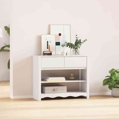 vidaXL Austernweiß Holz Mittel Stauraum Konsolentisch - Console Table vidaXL Austernweiß Holz Mittel Stauraum Konsolentisch - Console Table