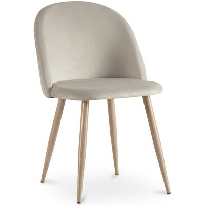 PRIVATEFLOOR Evelyne Light Gray Scandinavian Velvet Dining Chair PRIVATEFLOOR Evelyne Light Gray Scandinavian Velvet Dining Chair