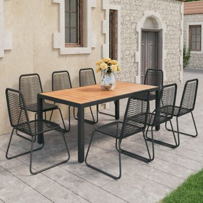 vidaXL - 9pc PVC rattan set - Black - PVC rattan - Garden set vidaXL - 9pc PVC rattan set - Black - PVC rattan - Garden set