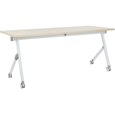 Beliani Adjustable White Metal Foldable Office Desk - 180x60cm Beliani Adjustable White Metal Foldable Office Desk - 180x60cm