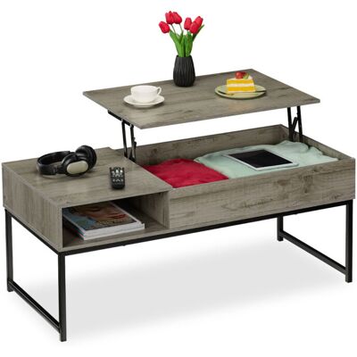 Relaxdays Foldable Coffee Table with Storage - Gray Relaxdays Foldable Coffee Table with Storage - Gray