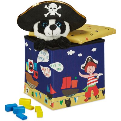 RELAXDAYS White Pouf Storage, Kids Toy Box, Pirate Design - Storage Cube RELAXDAYS White Pouf Storage, Kids Toy Box, Pirate Design - Storage Cube
