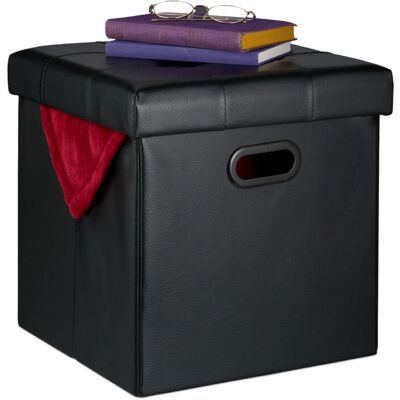 RELAXDAYS Pouf Contenitore - Multifunctional Storage Footstool - Nero RELAXDAYS Pouf Contenitore - Multifunctional Storage Footstool - Nero