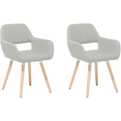 Beliani Set of 2 Light Grey Fabric Dining Chairs - Dining Chairs Beliani Set of 2 Light Grey Fabric Dining Chairs - Dining Chairs