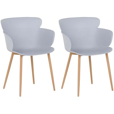 Beliani Set of 2 Light Grey Dining Chairs - Dining Chairs Beliani Set of 2 Light Grey Dining Chairs - Dining Chairs
