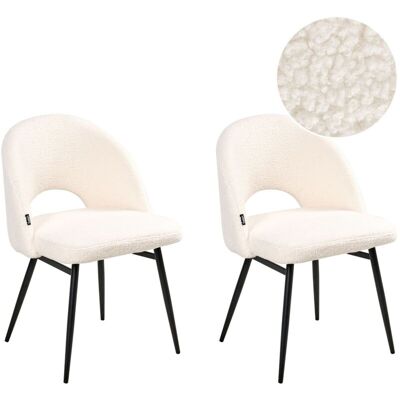 Beliani White Bouclé Dining Chairs Set of 2 Beliani White Bouclé Dining Chairs Set of 2