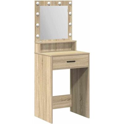 Vidaxl Dressing Table with LED Lights, Sonoma Oak - Dressing Table Vidaxl Dressing Table with LED Lights, Sonoma Oak - Dressing Table