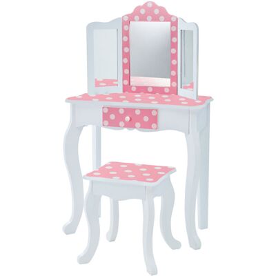Teamson Kids Gisele 2-pc. Polka Dot Print Wooden Vanity Set, Pink/White Teamson Kids Gisele 2-pc. Polka Dot Print Wooden Vanity Set, Pink/White