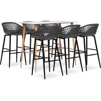 7 Piece Bar Set White and Grey vidaXL 7 Piece Bar Set White and Grey vidaXL