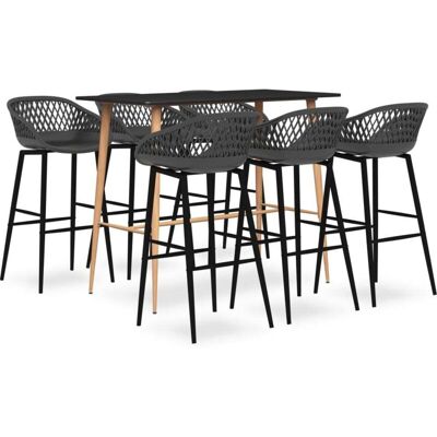 7 Piece Bar Set Black and Grey vidaXL 7 Piece Bar Set Black and Grey vidaXL