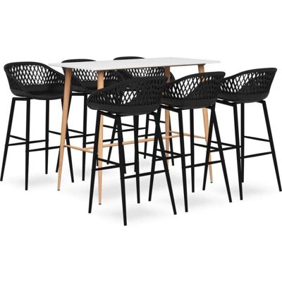 vidaXL White and Black 7-Piece Bar Set - Modern Design vidaXL White and Black 7-Piece Bar Set - Modern Design