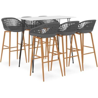 7 Piece Bar Set White and Grey Vidaxl 7 Piece Bar Set White and Grey Vidaxl