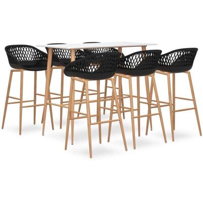 vidaXL White and Black 7-Piece Bar Set - Kitchen Dining Room Furniture vidaXL White and Black 7-Piece Bar Set - Kitchen Dining Room Furniture