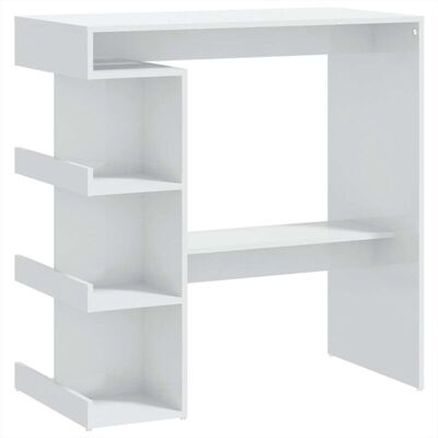vidaXL White High Gloss Bar Table with Storage - Small Space Friendly vidaXL White High Gloss Bar Table with Storage - Small Space Friendly