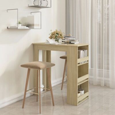 vidaXL Sonoma Oak Bar Table with Storage Rack - 102x50x103.5 cm vidaXL Sonoma Oak Bar Table with Storage Rack - 102x50x103.5 cm