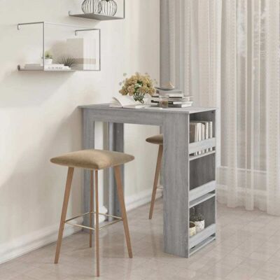 vidaXL Grey Sonoma Bar Table with Storage Rack - 102x50x103.5cm vidaXL Grey Sonoma Bar Table with Storage Rack - 102x50x103.5cm