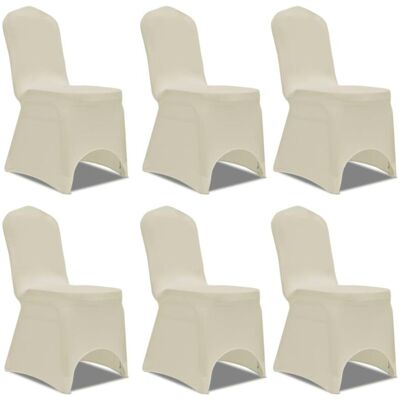 vidaXL Chair Cover Set - Elastic Cream - Chair Cover, 6 pcs vidaXL Chair Cover Set - Elastic Cream - Chair Cover, 6 pcs