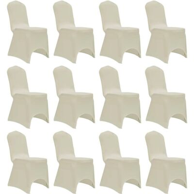 vidaXL Chair Cover Stretch Cream 12 pcs - Chair Cover vidaXL Chair Cover Stretch Cream 12 pcs - Chair Cover