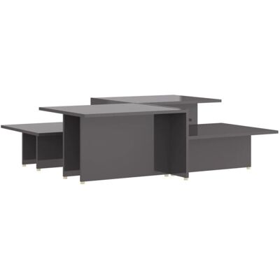 VidaXL Grey High-Gloss 2-Piece Coffee Tables - Coffee Table VidaXL Grey High-Gloss 2-Piece Coffee Tables - Coffee Table