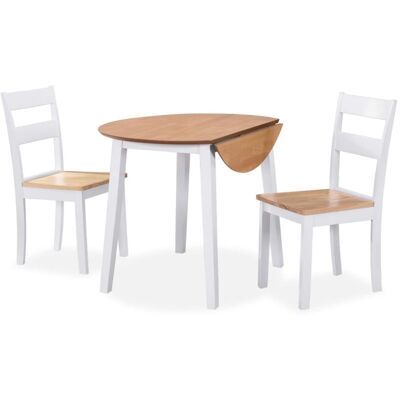 vidaXL Dining Set 3 Pieces MDF and Rubberwood White - Dining Set vidaXL Dining Set 3 Pieces MDF and Rubberwood White - Dining Set