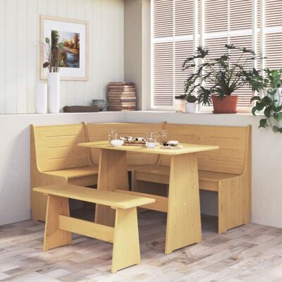 vidaXL Solid Wood Pine Corner Bench Honey Brown - Corner Bench vidaXL Solid Wood Pine Corner Bench Honey Brown - Corner Bench