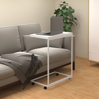 vidaXL White and Brown C-shaped Side Table 55x35x70 cm vidaXL White and Brown C-shaped Side Table 55x35x70 cm