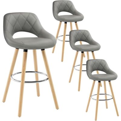 WOLTU 4X Bar Stools with Backrest - Solid Wood Frame Leather Look WOLTU 4X Bar Stools with Backrest - Solid Wood Frame Leather Look